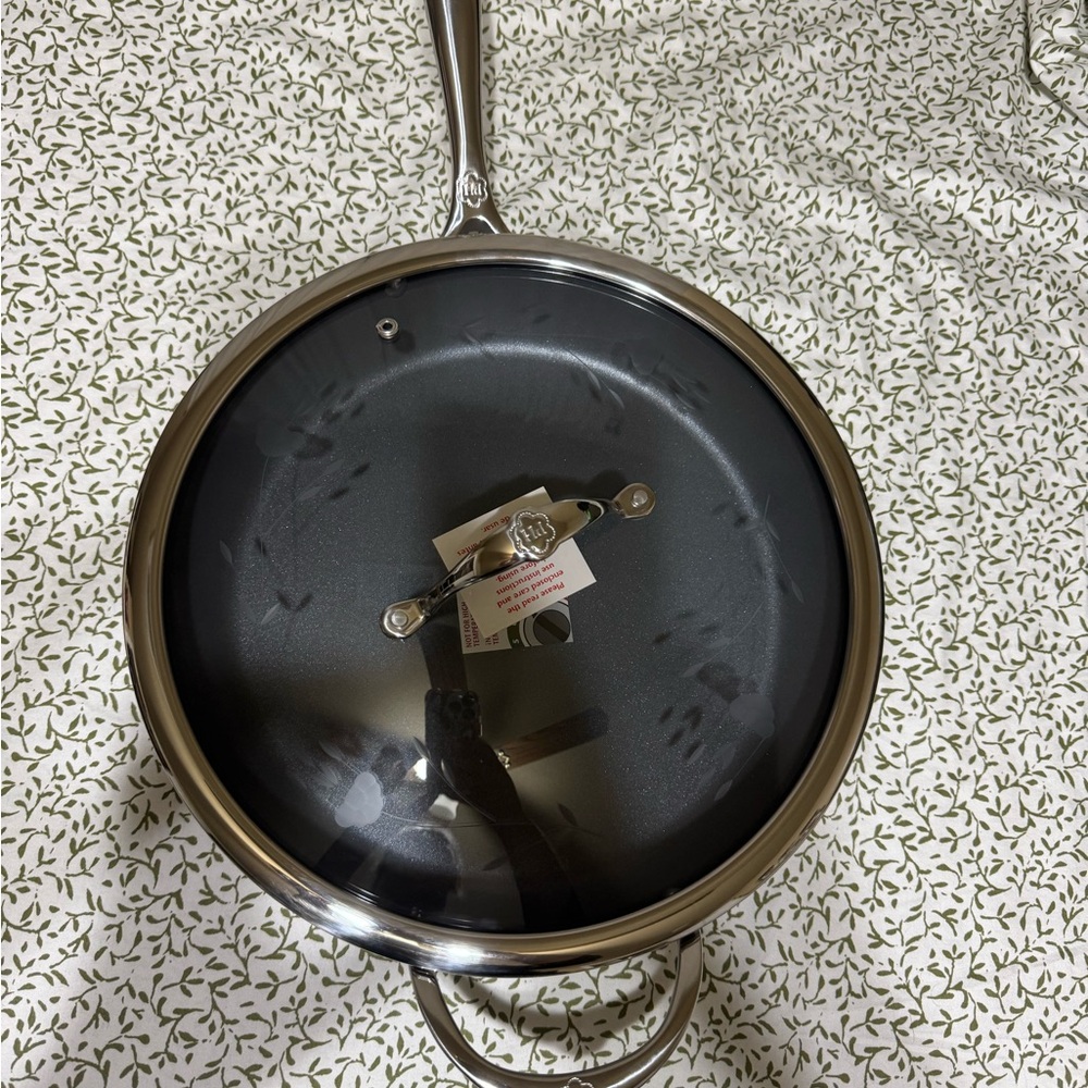 12 inch Princess House Stainless Steel Frying Pan with Glass Lid